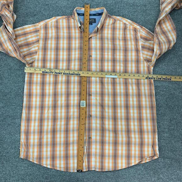 Wrangler TwentyX Shirt Mens 2XL XXL Orange Plaid Long Sleeve Button Up Western - Picture 4 of 11
